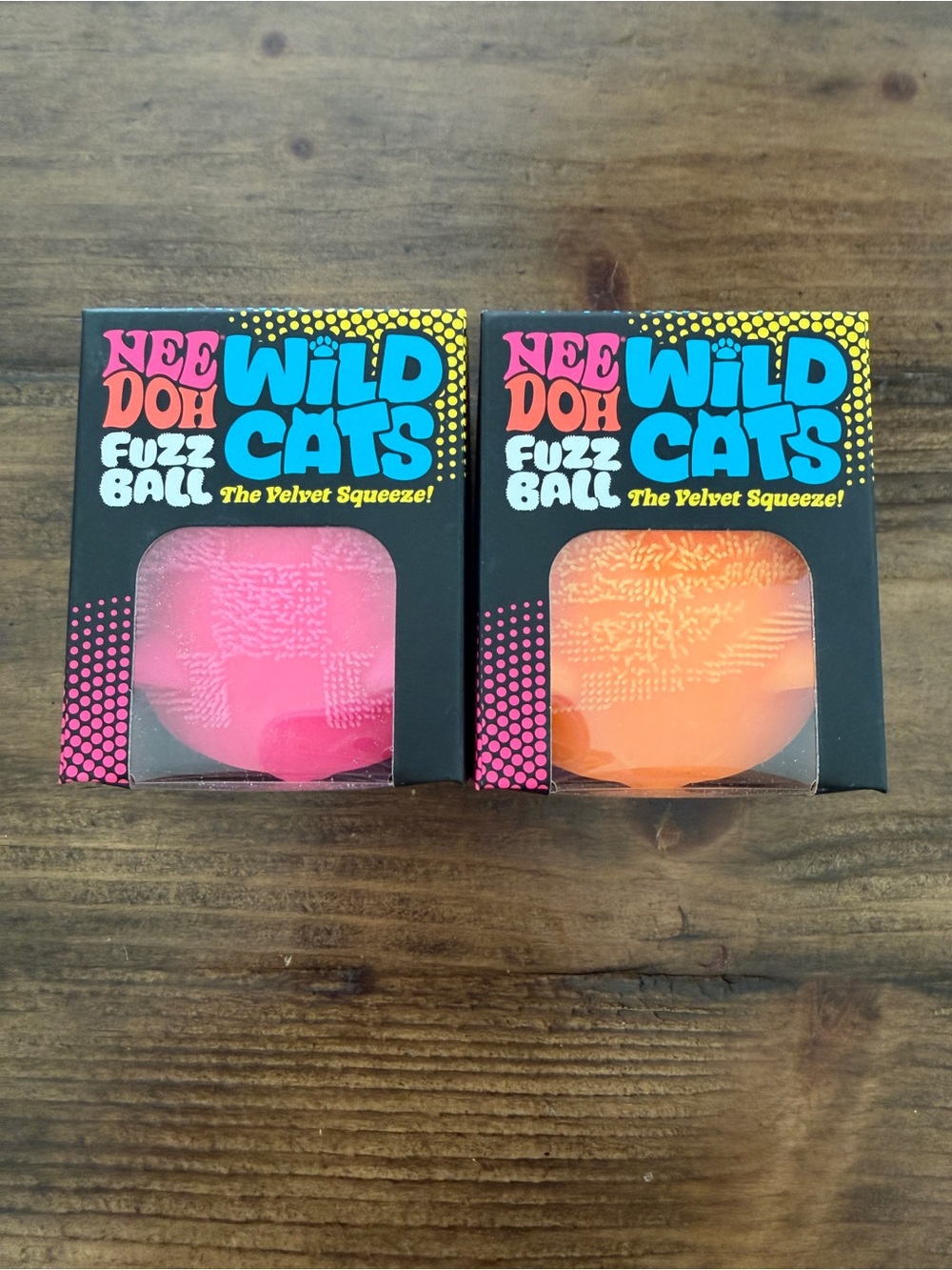 Needoh Wild Cats Fuzz Ball Cat Toy - Pink and Orange